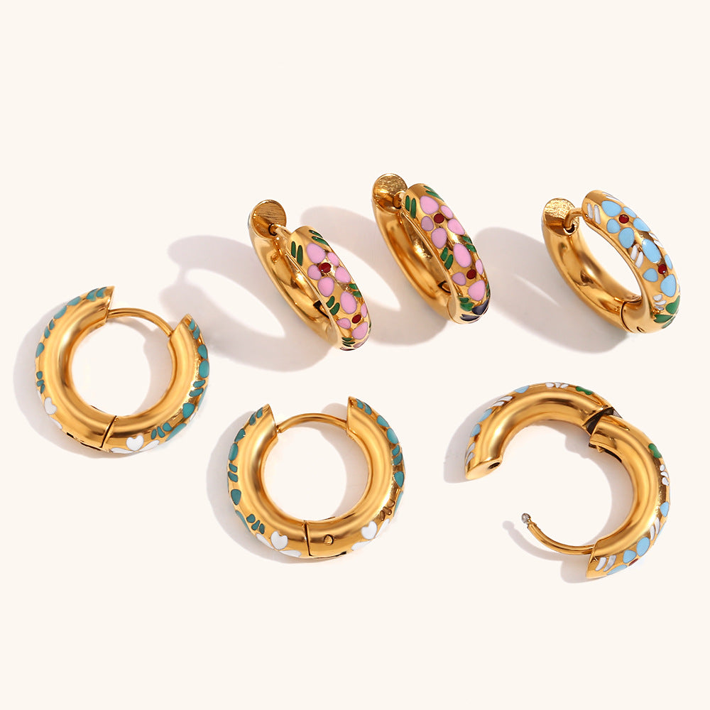 Enchanted Bloom Enamel Hoop Earrings