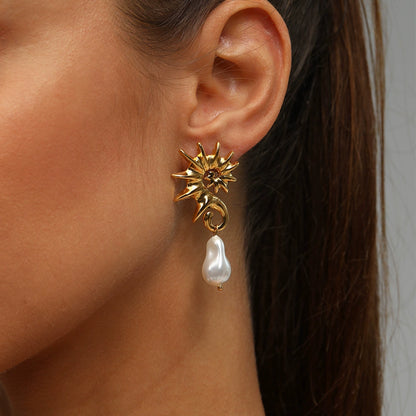 Seahorse Pearl Drop Earrings