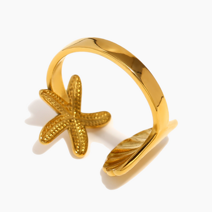Dainty seaside gold ring accenting a minimalist everyday look
