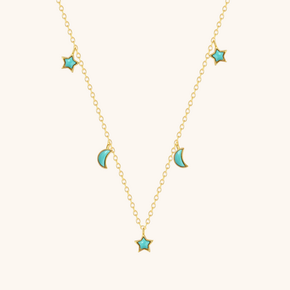 Turquoise Star & Moon Necklace