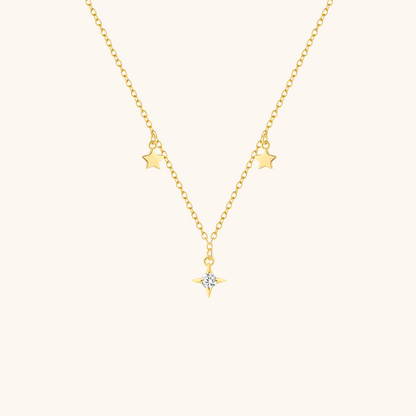 Star and Radiant Cross Pendant Layered Necklace