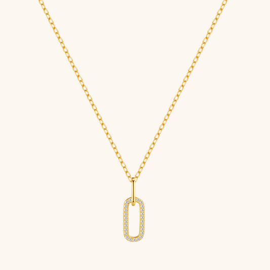 Oval Pendant Necklace with Zirconia