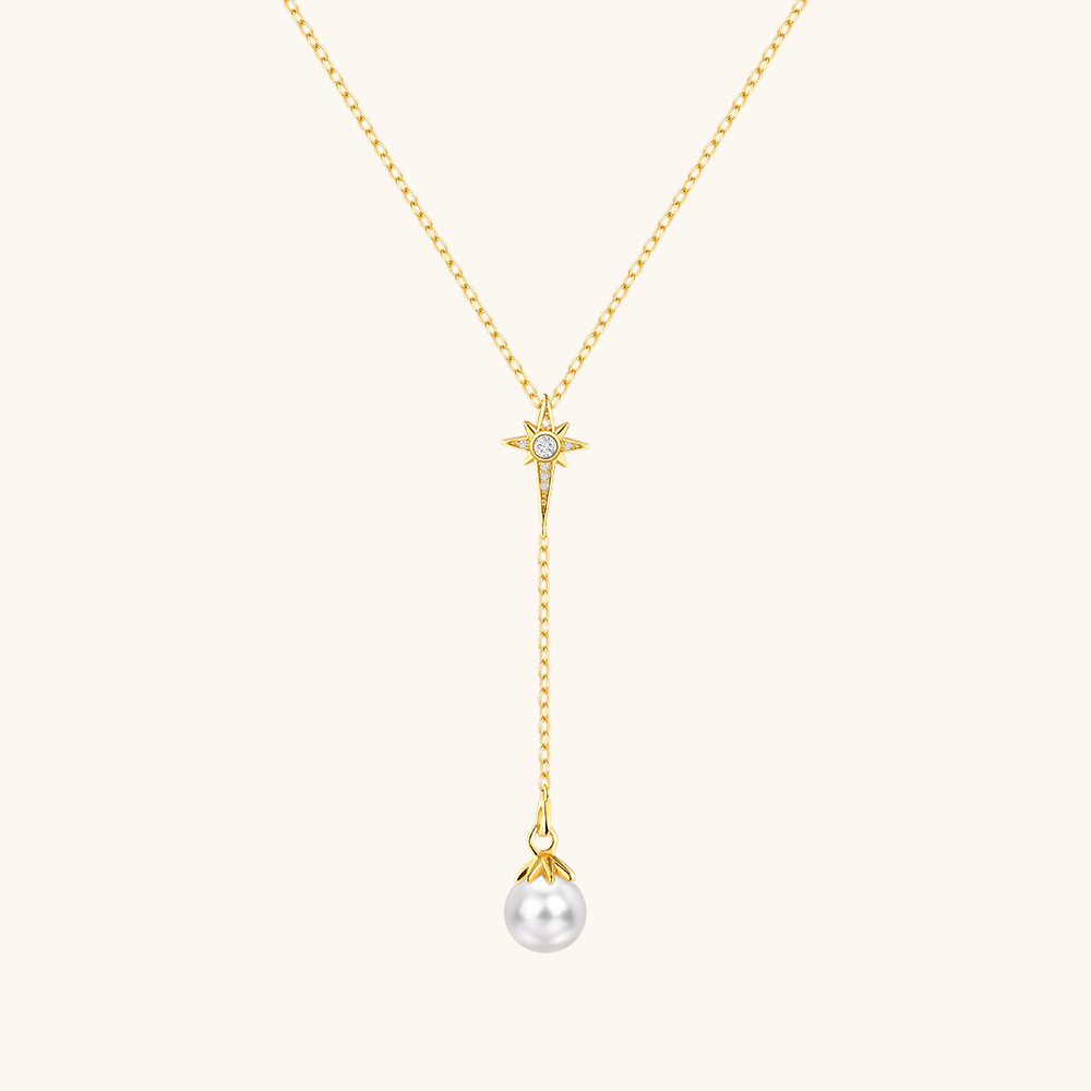 Collier en argent sterling en forme d'étoile avec perles et perles