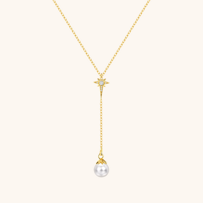 Sterling Silver Pearl Star Y-Shaped Necklace