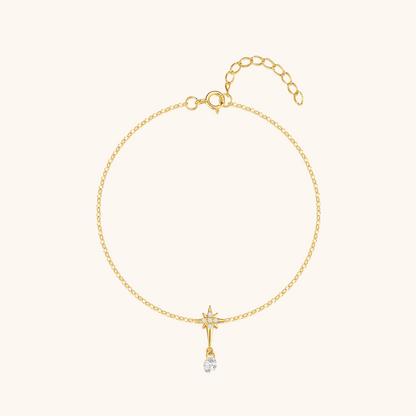 Sterling Silver North Star Zirconia Pendant Bracelet