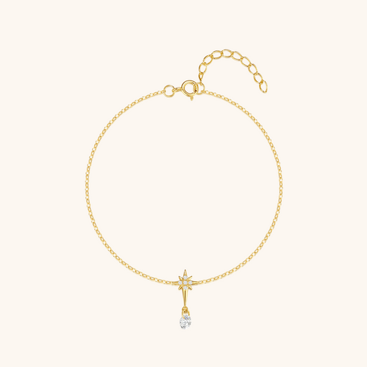 Sterling Silver North Star Zirconia Pendant Bracelet