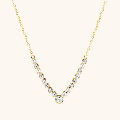 Round Zirconia V-Shaped Necklace