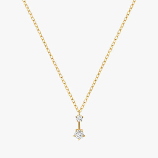 925 sterling silver necklace with zirconia moon and star pendant on white background