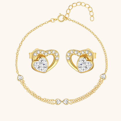 Heart Zirconia Butterfly Bow Jewelry Set