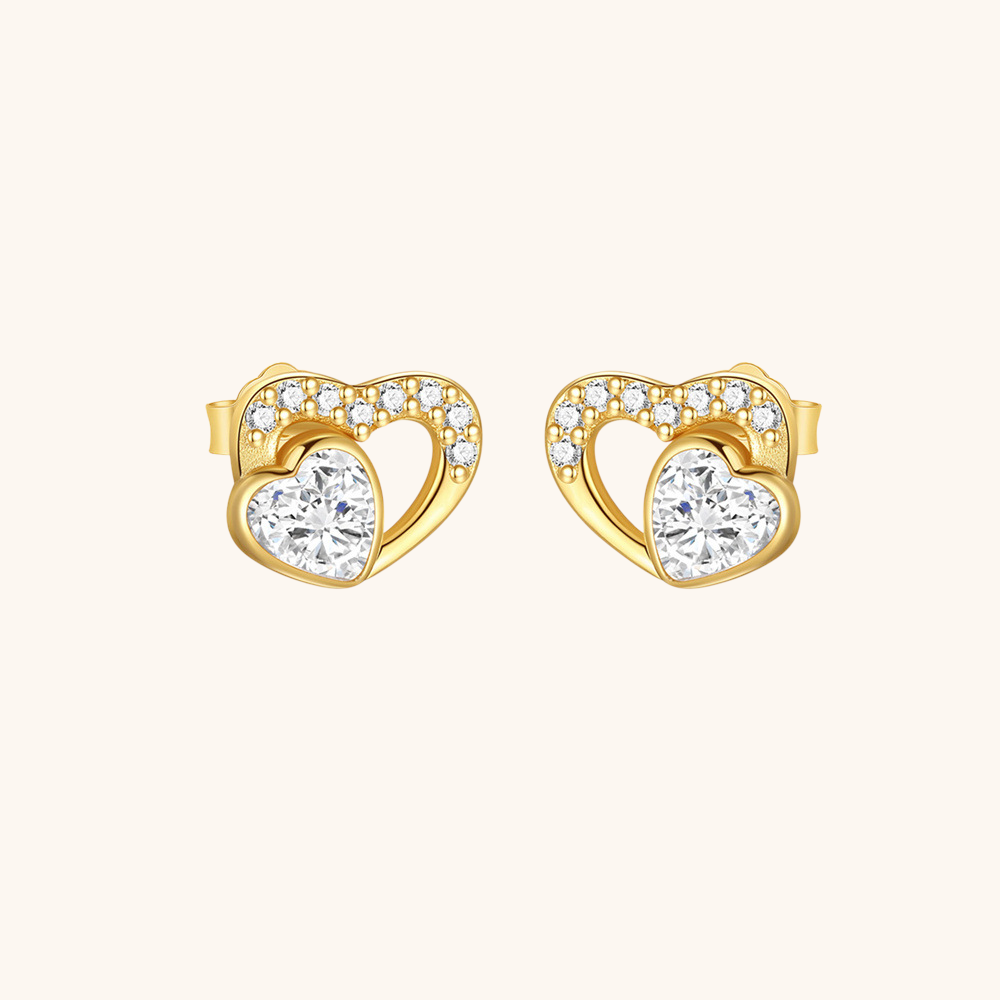 Heart Zirconia Butterfly Bow Earrings