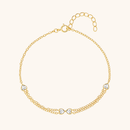 Heart Zirconia Butterfly Bow Double-Layer Bracelet