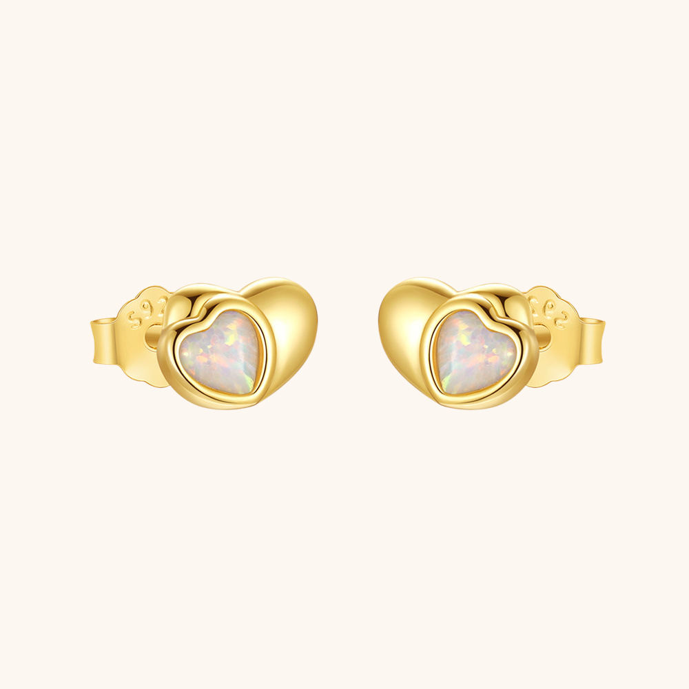 Heart Opal Stud Earrings
