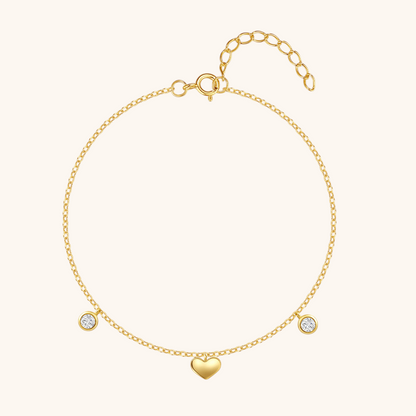 Heart & Zirconia Bracelet - Minimalist Charm