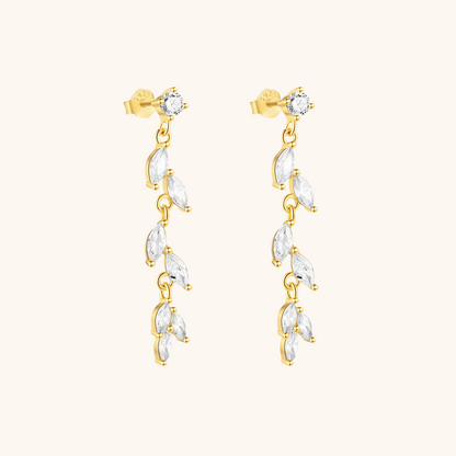 Boucles d'oreilles pendantes en forme de feuille en argent sterling 925