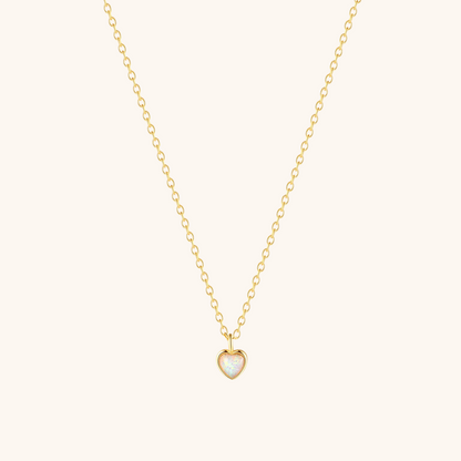 Heart Pendant Necklace with Opal