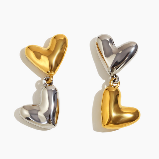 Luna Dual-Tone Heart Earrings