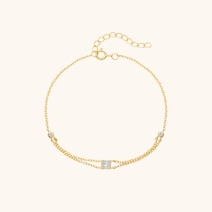Square Charm Bracelet with Zirconia