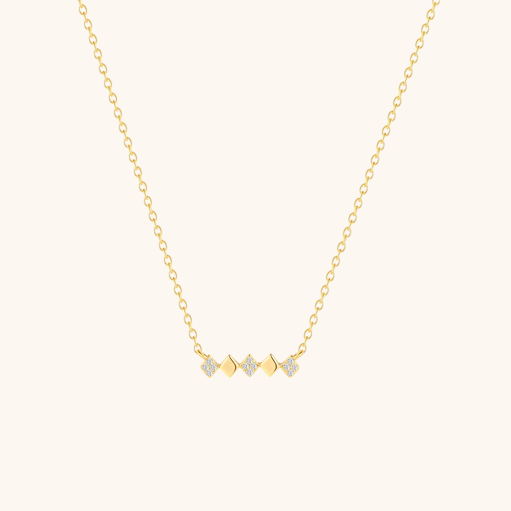 Geometric Pendant Necklace with Zirconia