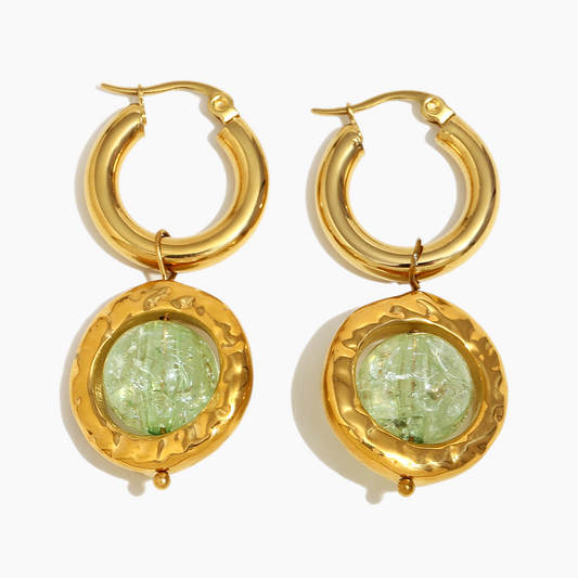Azure Sea Glass Gold Earrings