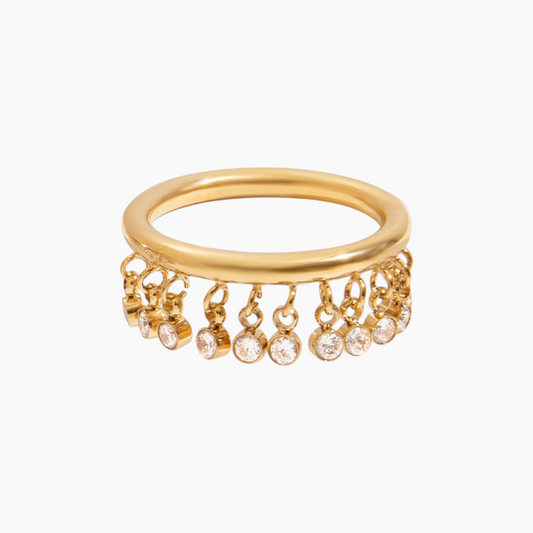Crystal Fringe Ring - Golden