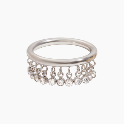 Crystal Fringe Ring - Silver