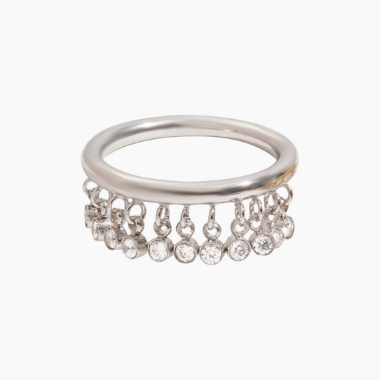 Crystal Fringe Ring - Silver