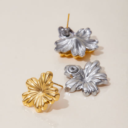 Back view of secure closure design on flower-shaped stud earrings