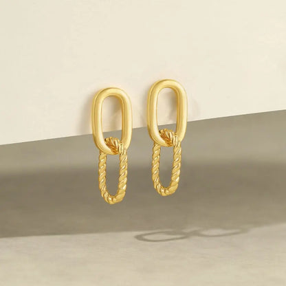 S925 twisted rope chain link earrings in a simple and elegant style, ideal for casual or formal wear.