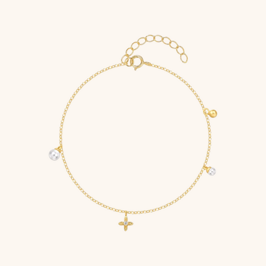 Cross Charm Pearl Bracelet