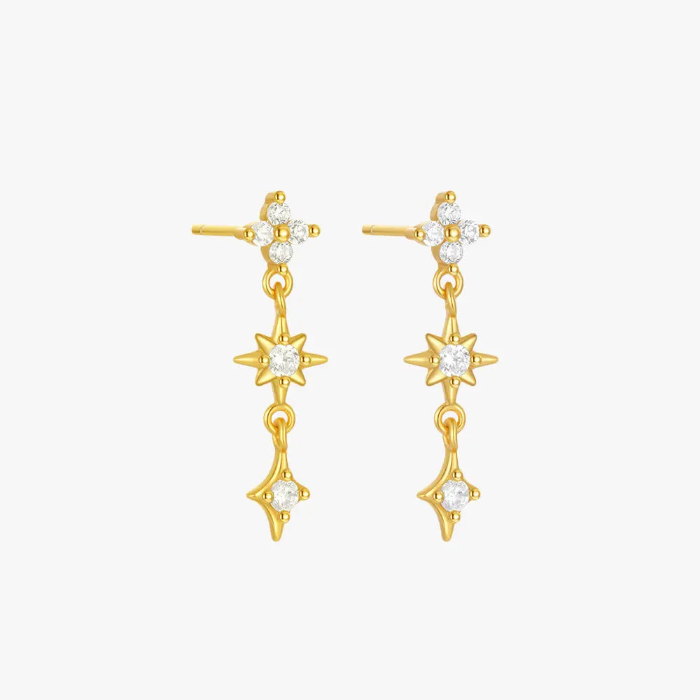 Boucles d'oreilles pendantes en argent sterling 925 en forme d'étoile