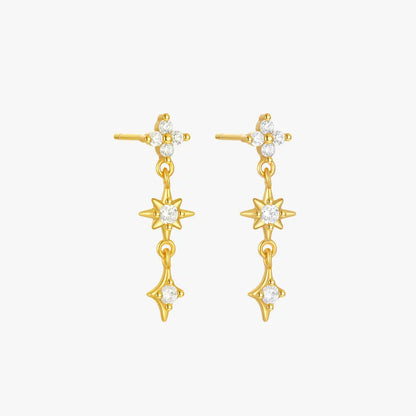 Boucles d'oreilles pendantes en argent sterling 925 en forme d'étoile