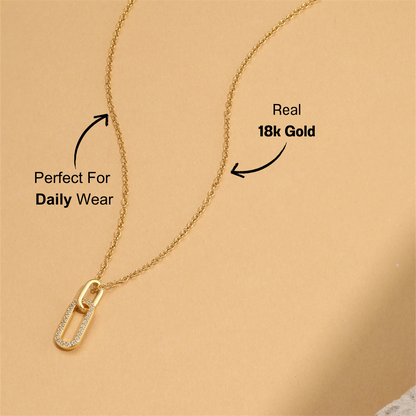 Elegant S925 sterling silver and zirconia chain necklace displayed on a beige background