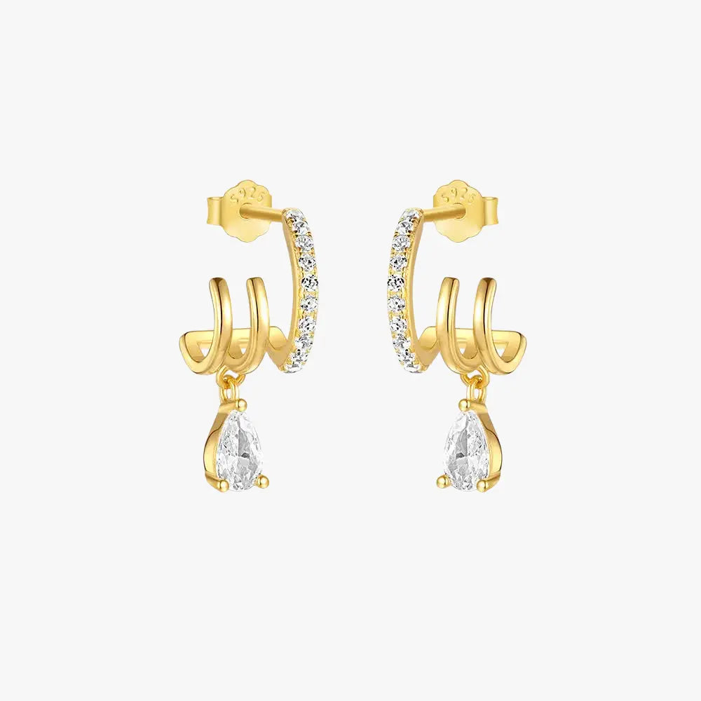 Pendientes colgantes de doble aro