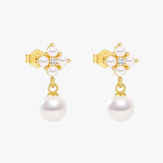 Cluster Pearl Drop Earrings