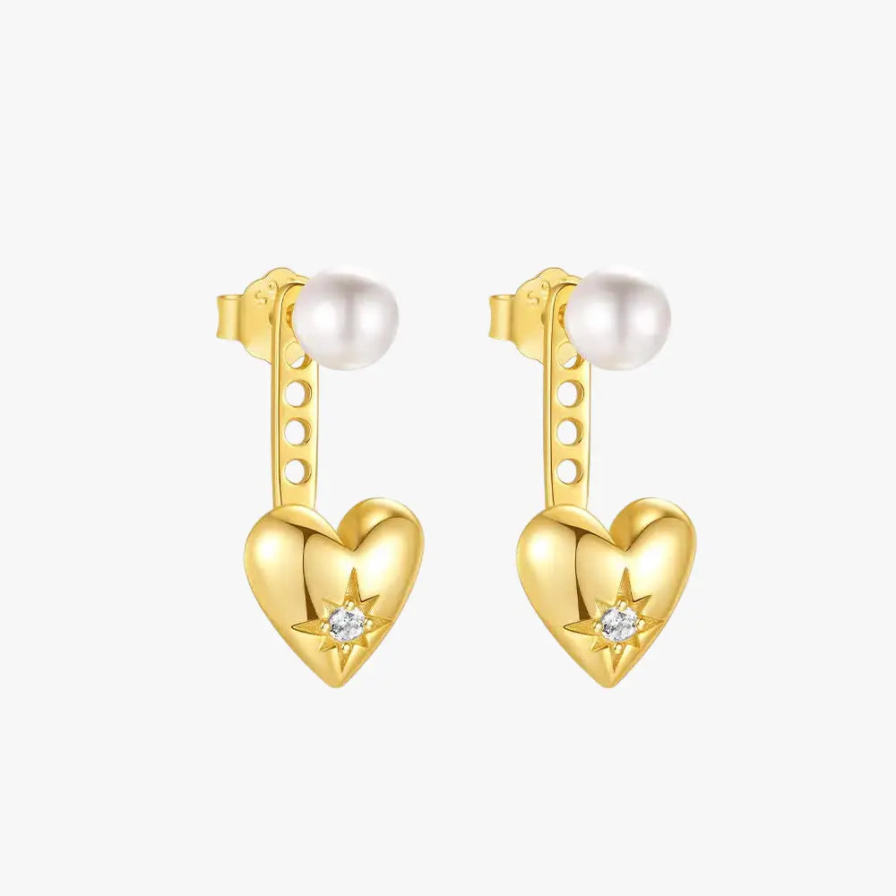Pearl Heart Drop Earrings
