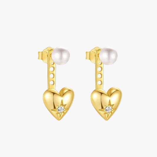 Pearl Heart Drop Earrings