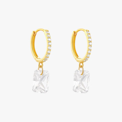 Rectangle Drop Hoop Earrings