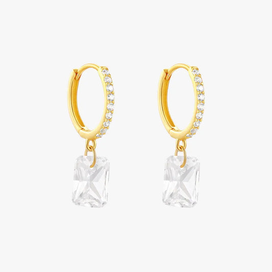 Rectangle Drop Hoop Earrings