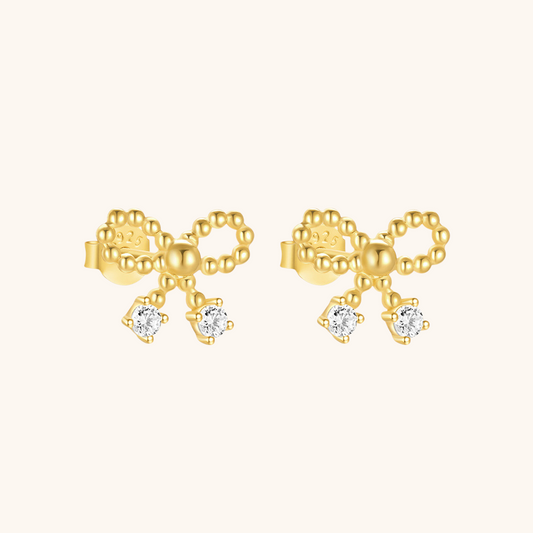 Beaded Bow Dangle Earrings