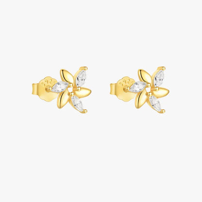 Floral Marquise-Cut Zirconia Stud Earrings