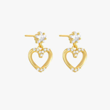 Heart-Shaped Zirconia Drop Earrings