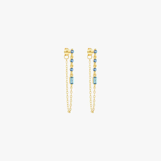 Blue Cascade Chain Earrings