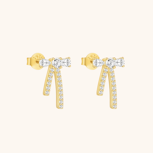 Crystal Bow Ribbon Stud Earrings