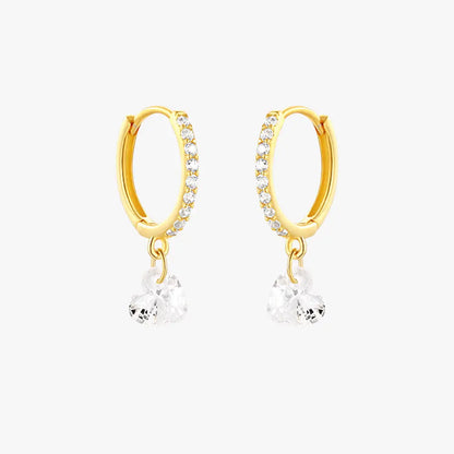 Heart-Shaped Drop Hoop Earrings