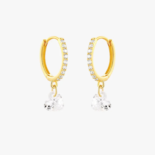 Heart-Shaped Drop Hoop Earrings