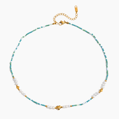 Necklace with heart-shaped clasp on a white background