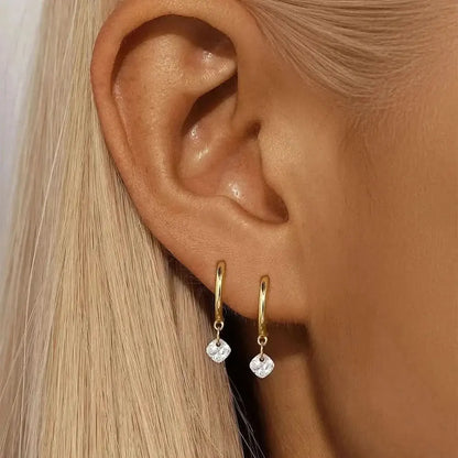 Zirconia Drop Hoop Earrings