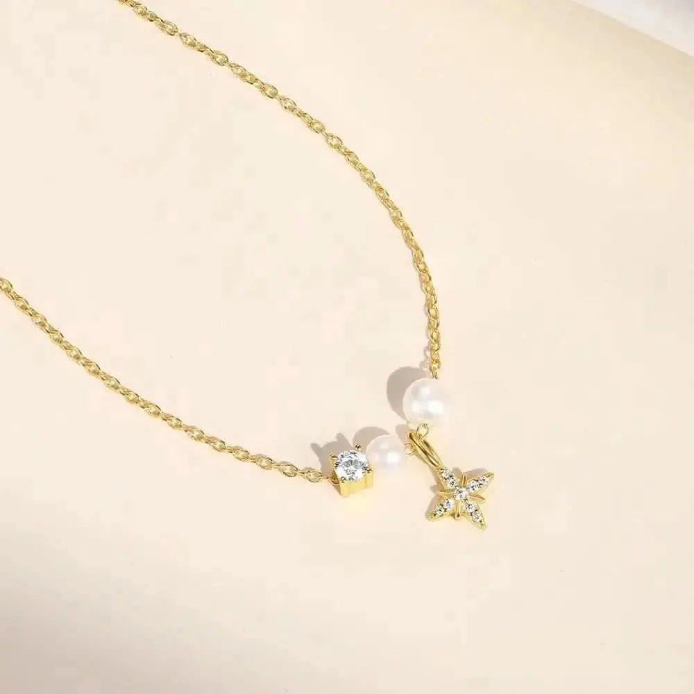 Collar con colgante de estrella de perla