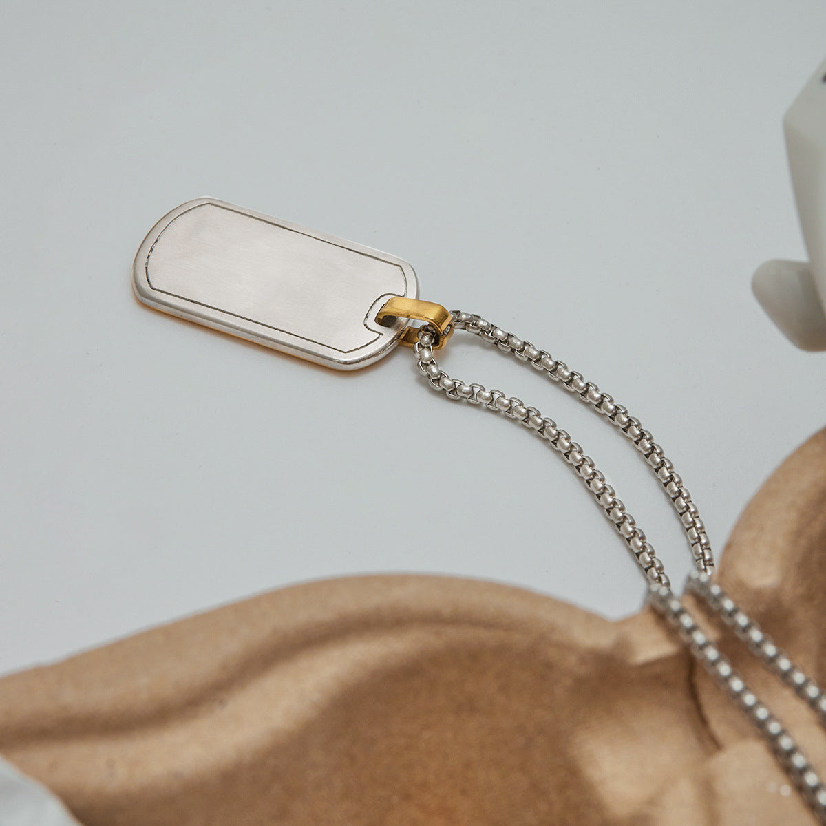 bold men’s street style necklace with chevron detail