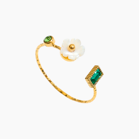 Emerald Bloom Open Ring